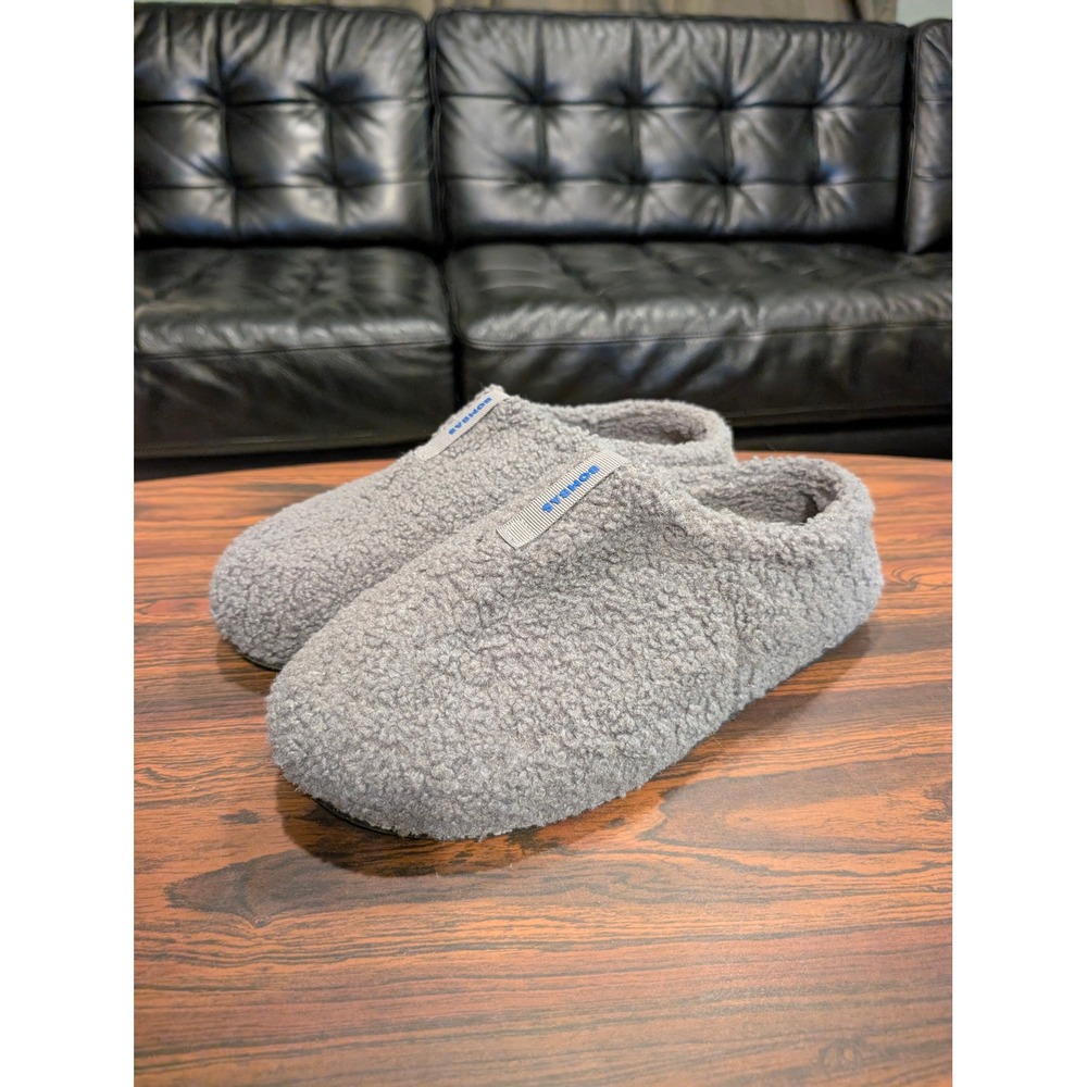 Bombas Sunday Slippers Mens Size 12 Grey Sherpa Fleece House Shoes Slip On